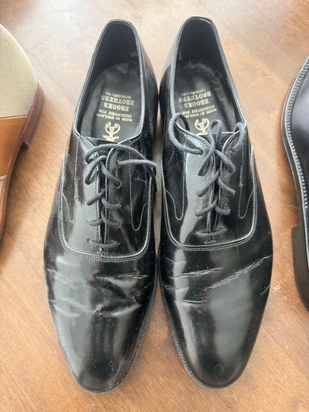 Brooks Brothers Men's Black Patent Leather Oxfords